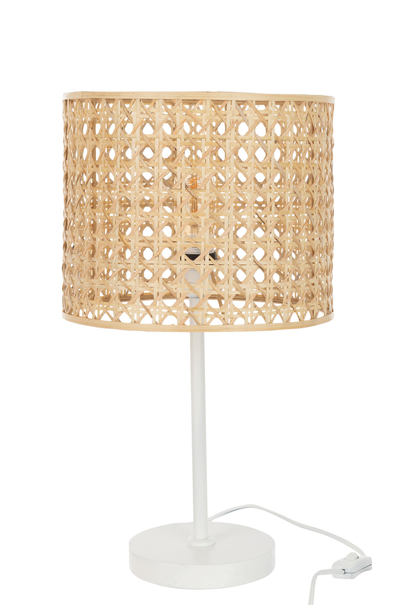 Elegantes 2er Set Tischlampen Roma – Bambus & Metall in Naturtönung/Weiß