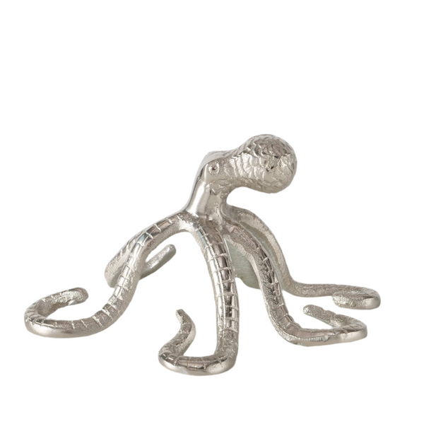 Decorative figure Octopus Silver Shiny made of aluminum