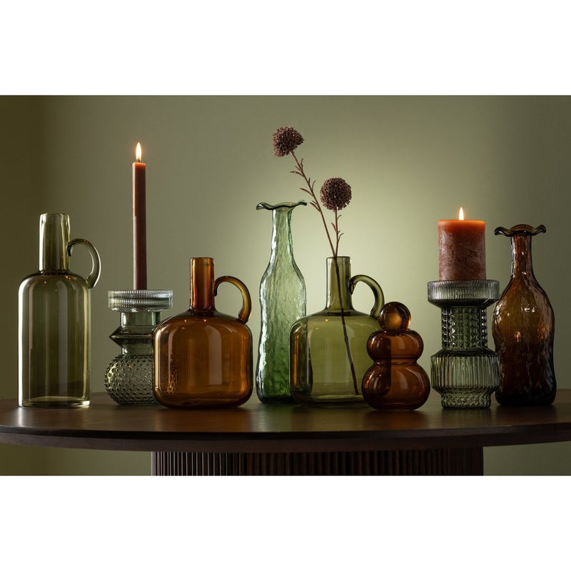 glass vase with handle in brown