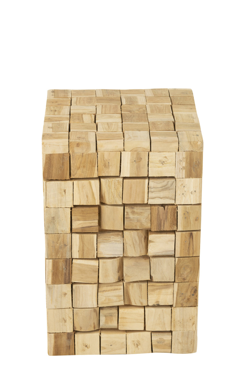 Bijzettafel/kruk "STÜCK" van teak - naturel