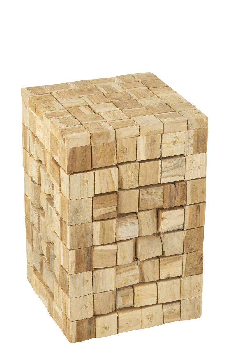 Bijzettafel/kruk "STÜCK" van teak - naturel