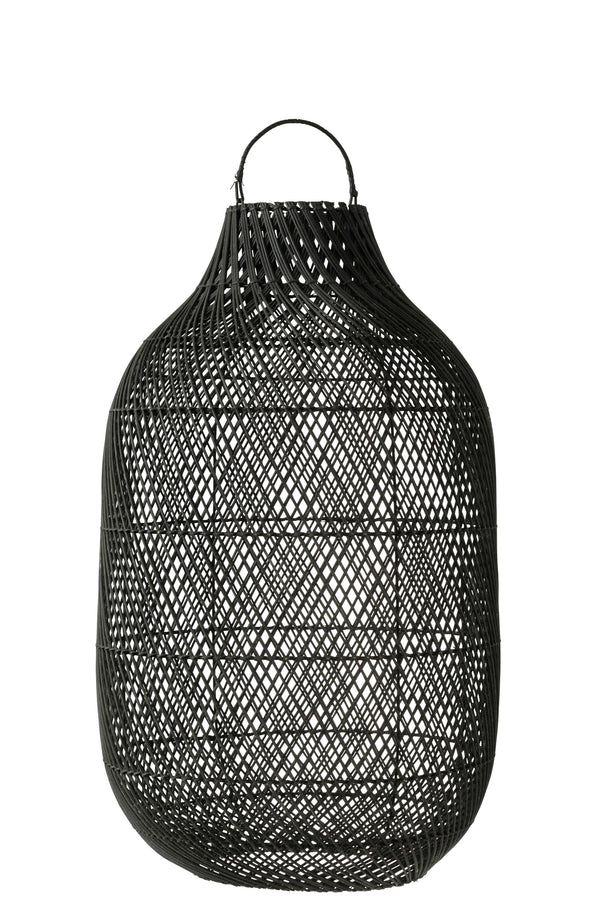 XL-formaat lantaarn van rotan in elegant zwart