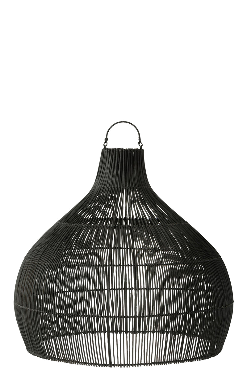 Eleganter Lampenschirm in Birnenform aus Rattan – Zeitlose Eleganz in Schwarz