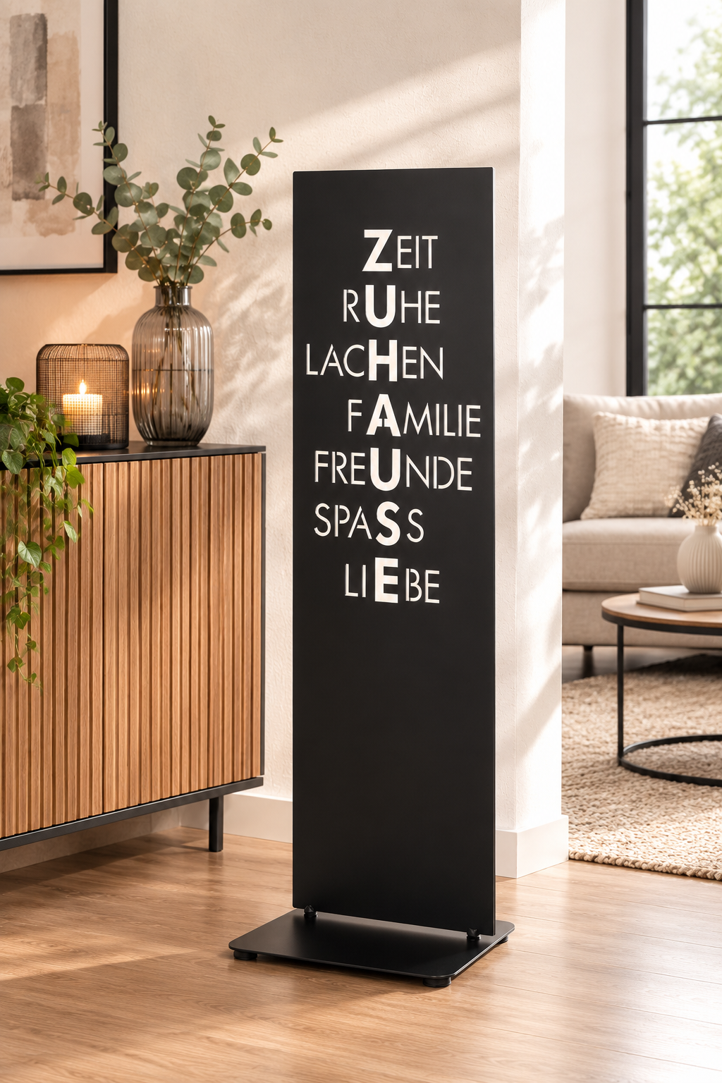 Standrelief Heimzeit Zuhause aus Metall schwarz 91 cm