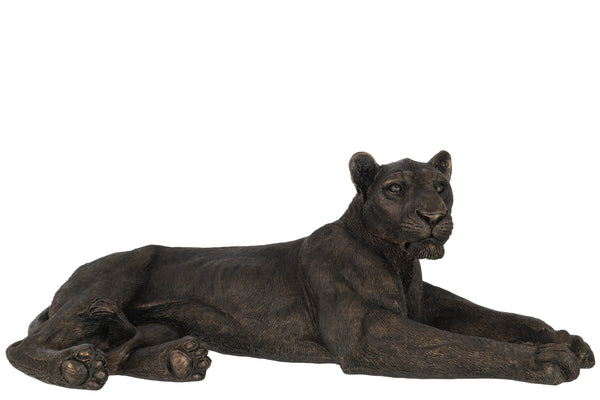 Dekofigur Löwin liegend – Edle Polyresin-Skulptur in Bronzeoptik