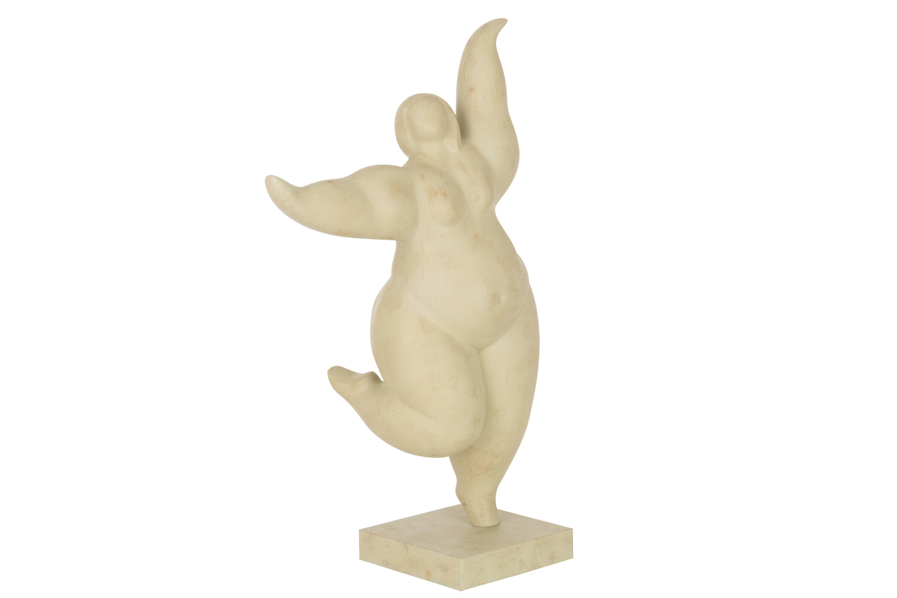 Beeldje dolfijnen in dansvrouw met dolfijnenarmen in beige