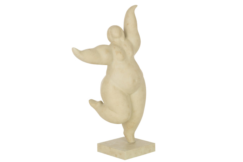 Figur Delphine im Tanz Frau mit Delphinarmen in Beige