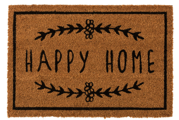 Happy Home kokosmat in naturel zwart, 60x40 cm