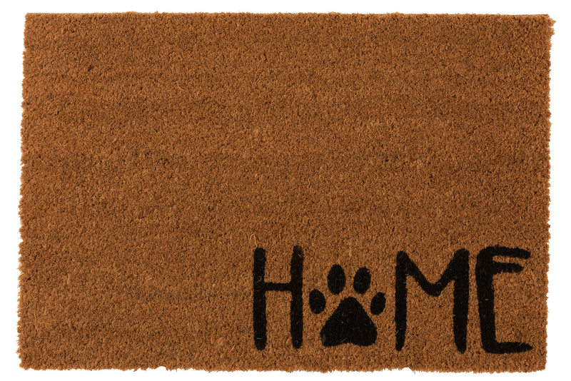 Fußmatte "Home mit Hundepfoten-Abdruck aus Kokos in Natur-Schwarz, 60x40 cm