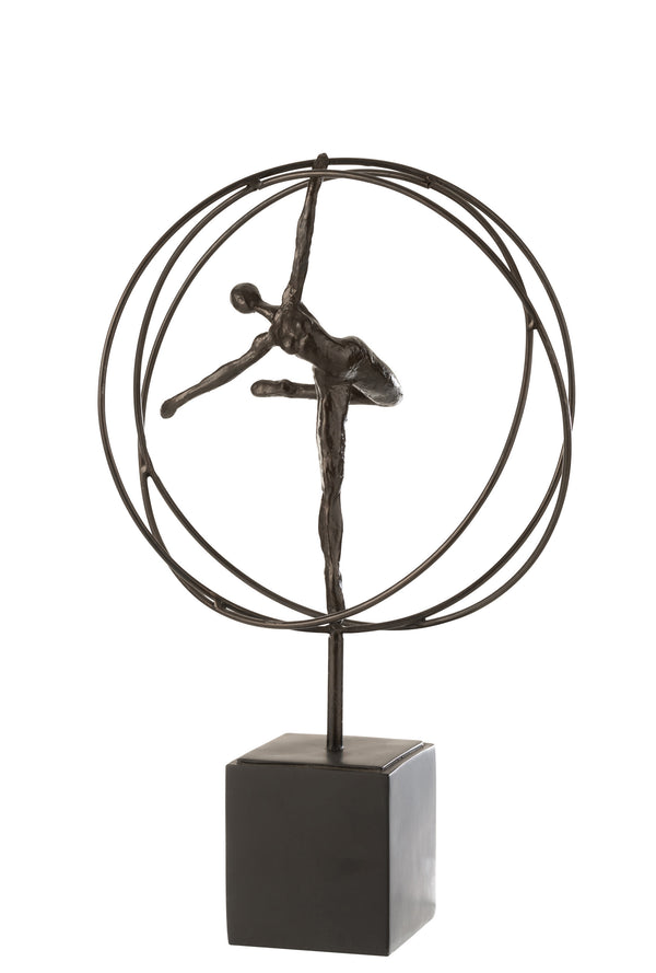 Sculpture Gymnast in a Circle Dark Brown 49 cm