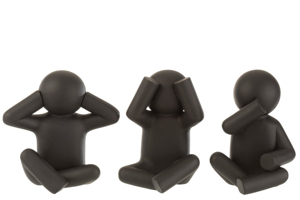 P'tit Maurice Sitzend Hören/Sehen/Schweigen Figuren, Poly Schwarz