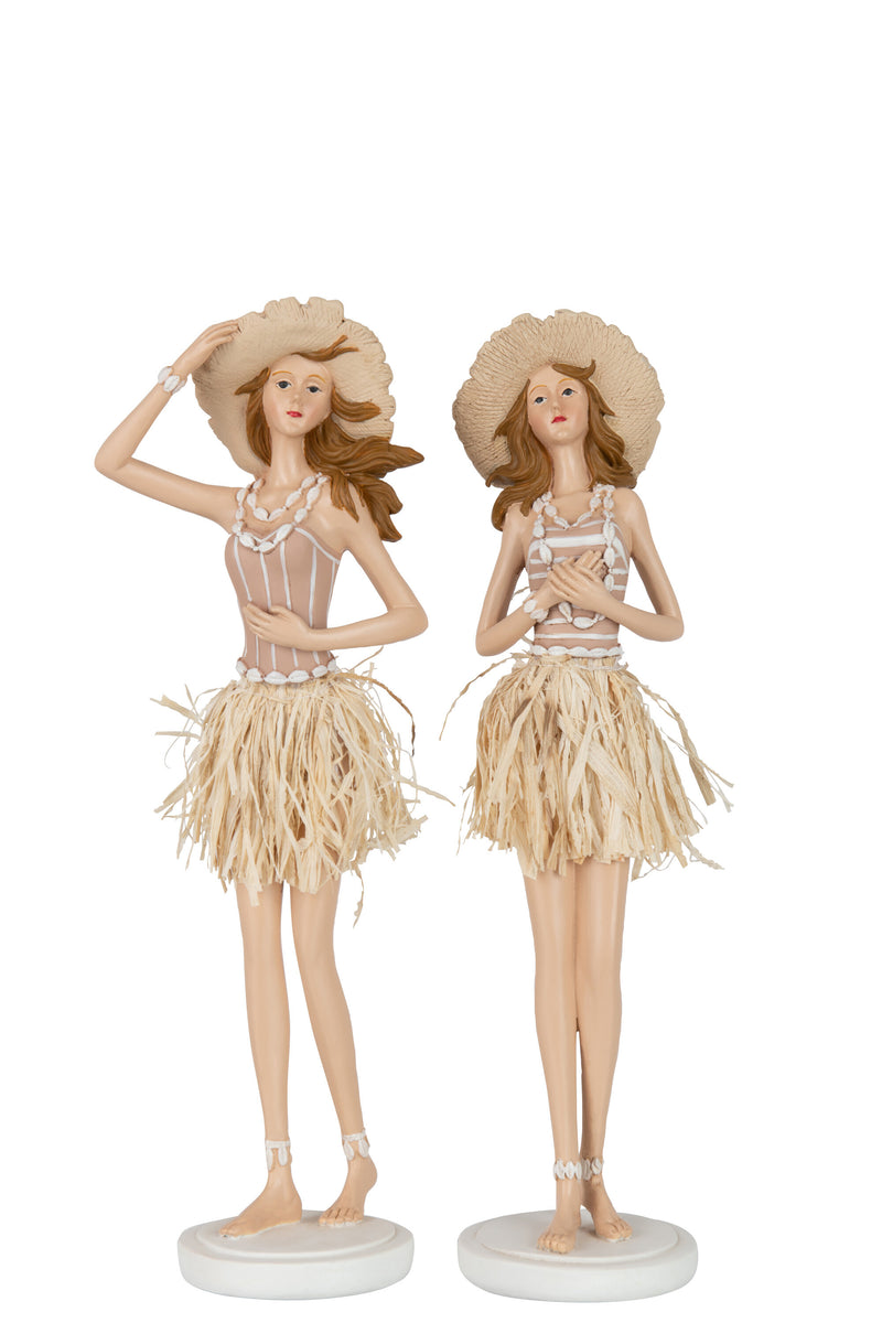 Mädchen am Strand Stehend, Poly Weiß/Beige Figuren, 2 Sortiert - Zierliche Schönheit, eingefangen in Form und Farbe
