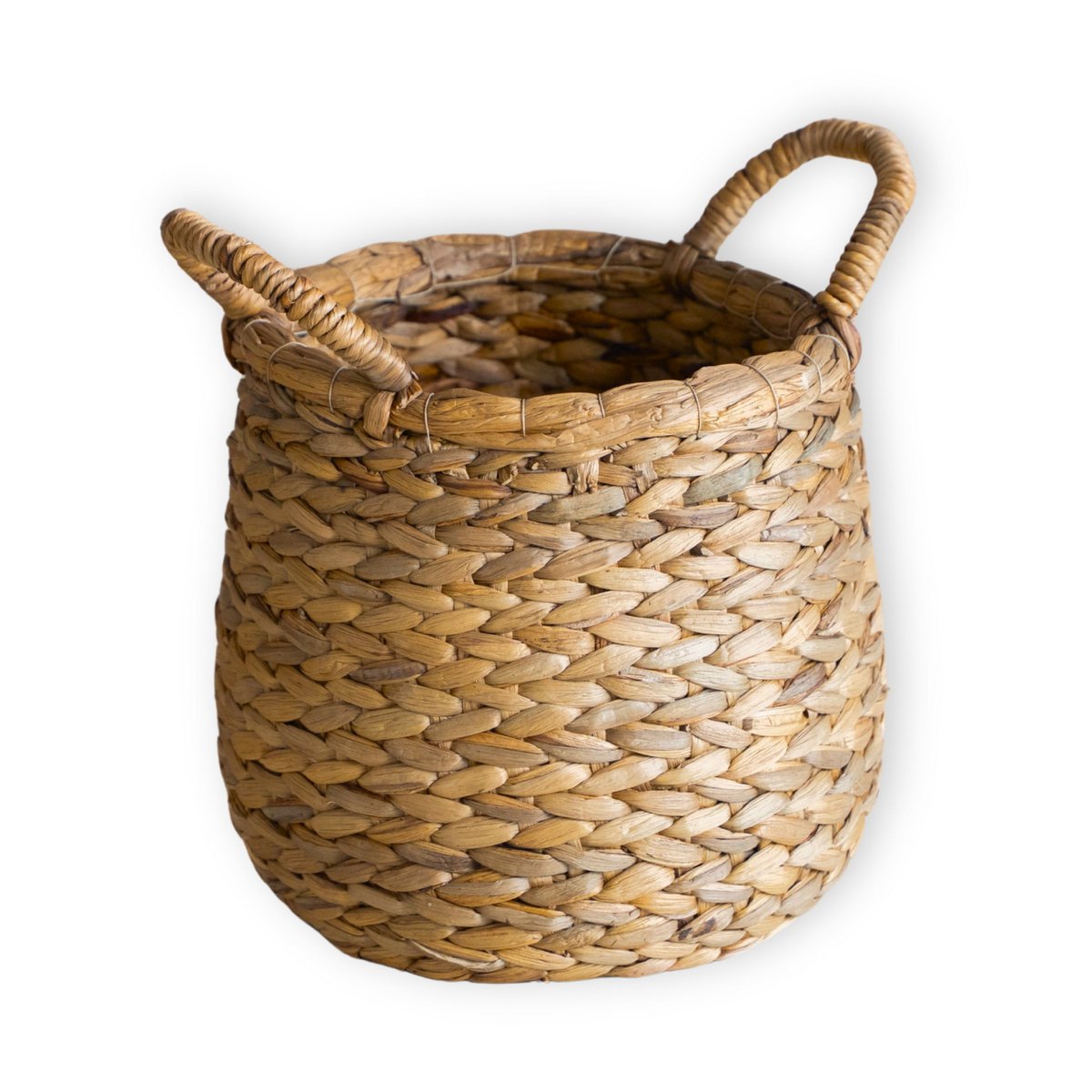 Runder gewebter Waschkorb - Knoller Boho -Korb - natürlicher Pflanzenkorb - Großer Wasserhyazinthe Lagerkorb (2 Größen) Citra