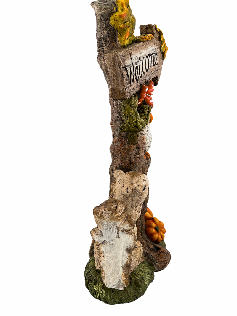 Autumnal welcome sign with owl and squirrel 52 cm
