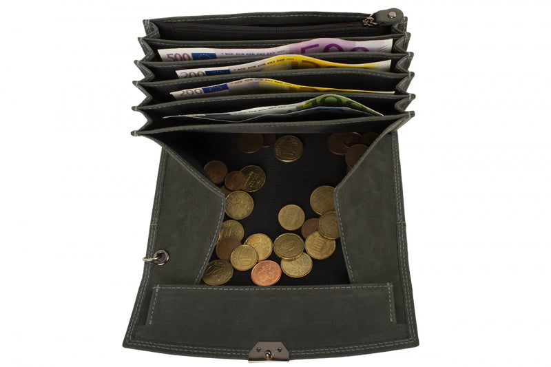 Waiter's wallet with holster and chain - Robust Hunter leather anthracite
