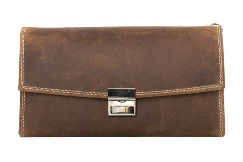 Waiter's wallet with holster and chain - Robust Hunter leather brown