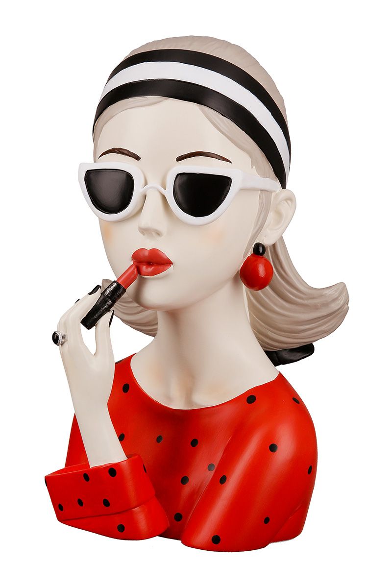 Poly Figure 'Lady' - Elegant lady with red lipstick and sunglasses