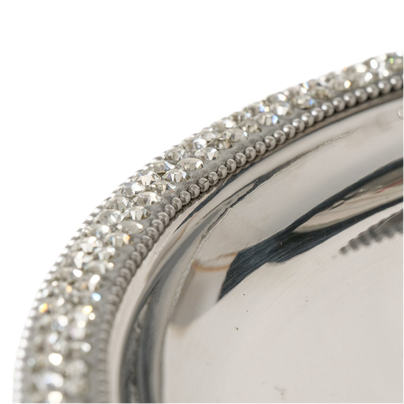 Etagere Brilli Silver Three Tiers With Crystal Stones Handmade Stainless Steel