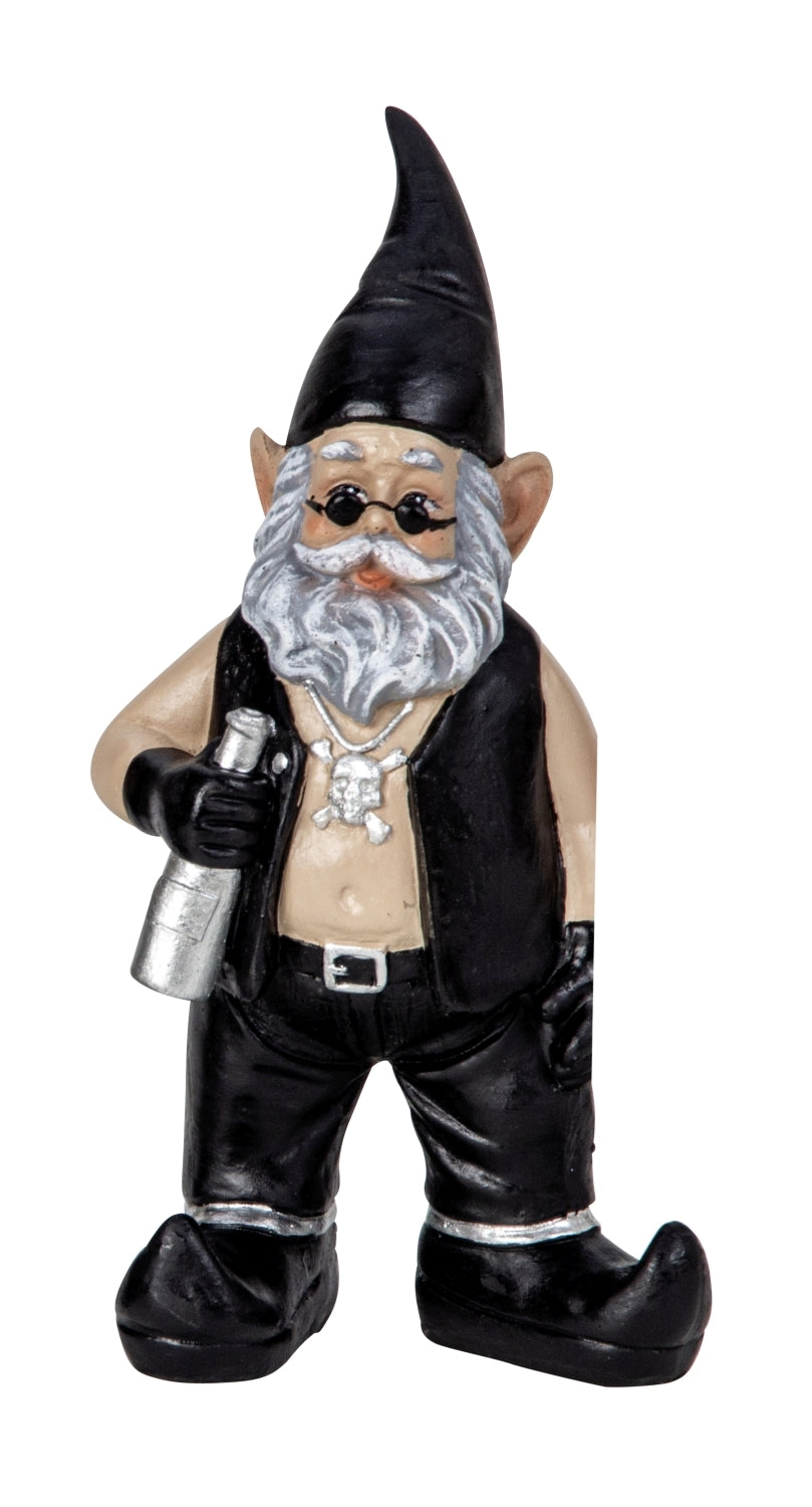 Dekofigur Rocker Zwerg Figur Schwarz 19cm Biker