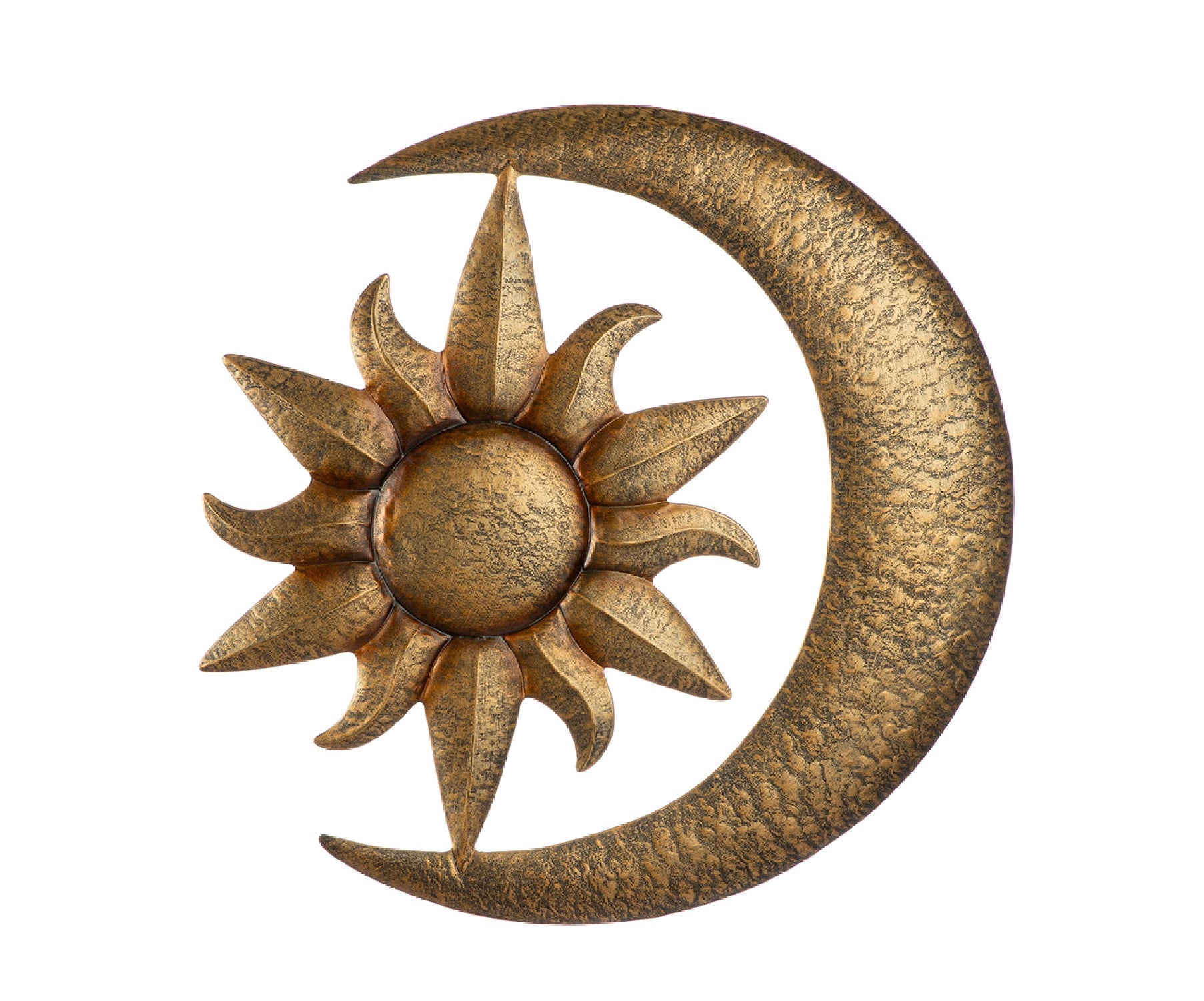 Wandrelief Luminary Mond Sonne Metall bronzefarben