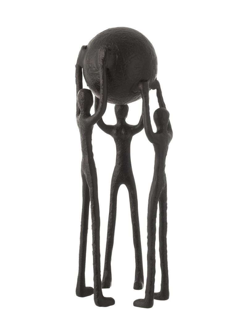 Schwarze Aluminiumfiguren - Gemeinschaft und Spiel vereint Höhe 46.5cm