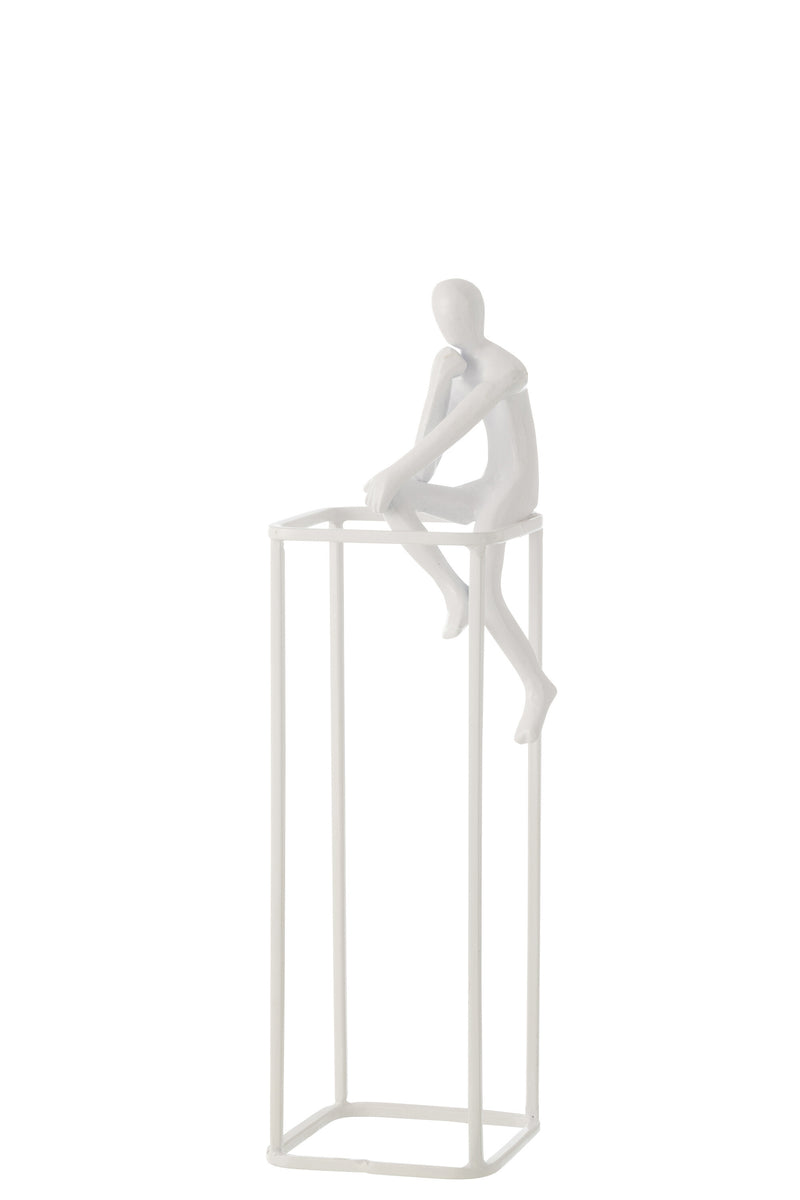 2er Set Moderne Denker Skulpturen aus Weißem Aluminium