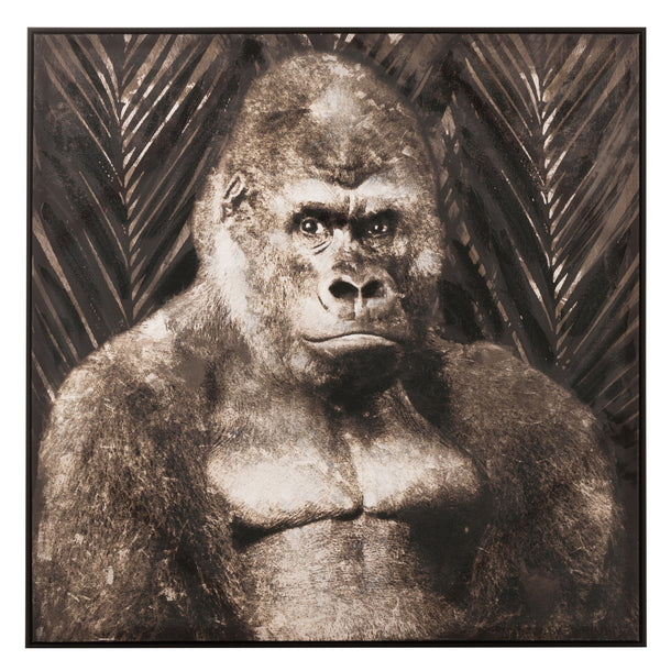 Handbemaltes Gorilla-Bild auf Leinwand mit Holzrahmen - Ausdrucksstarke Wandkunst 108x108cm