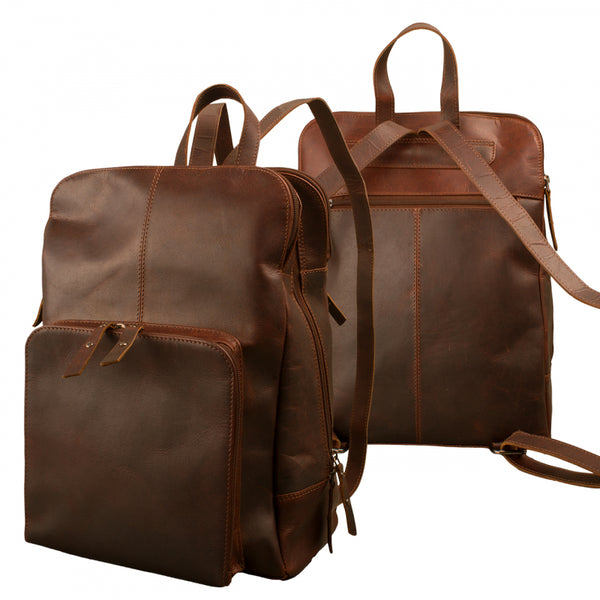 Vintage Buffalo Leather Backpack - Perfect for Professionals