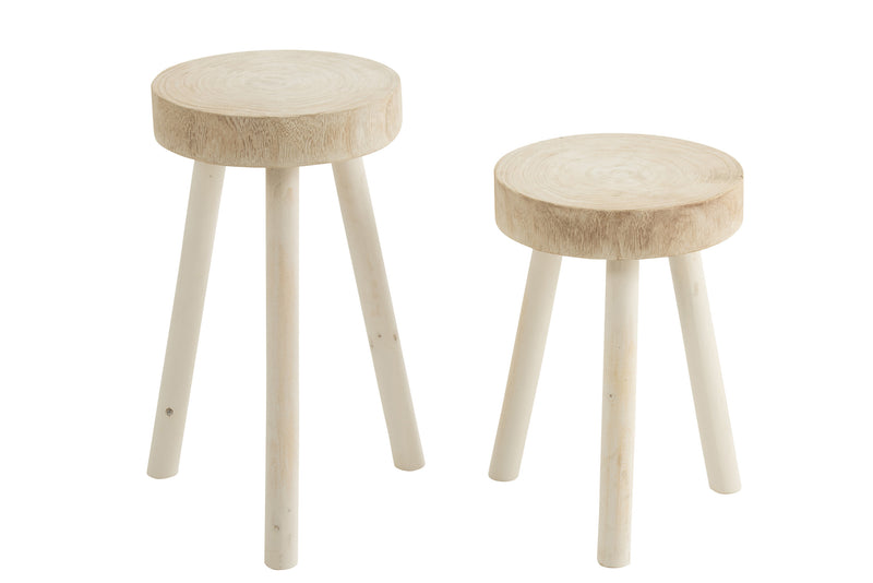 Set of 2 stools made of paulownia wood, handmade, light