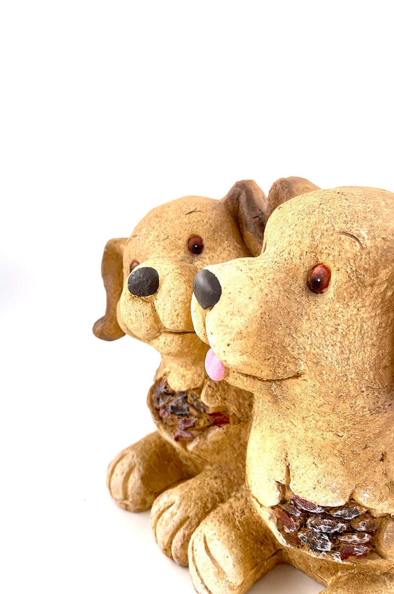 Planter dog couple decorative flowerpot 31 cm magnesia