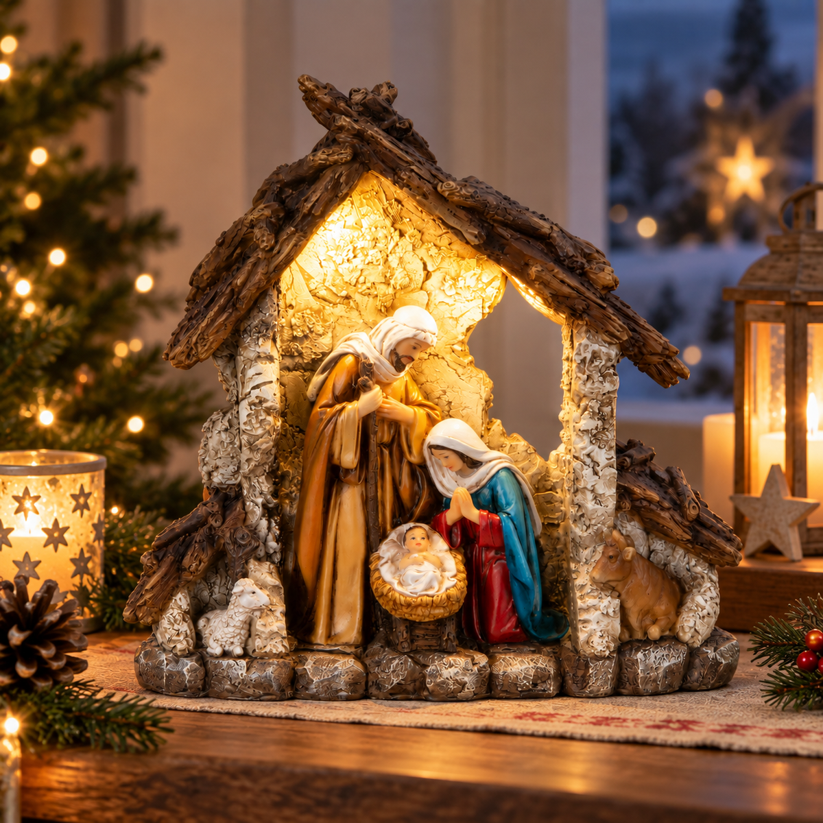 Gloria kerststal met ledverlichting 23 cm