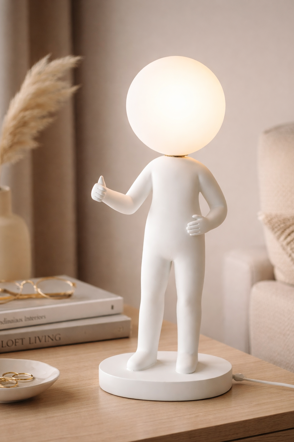 Tischlampe Figurale Weiß Moderne Designleuchte
