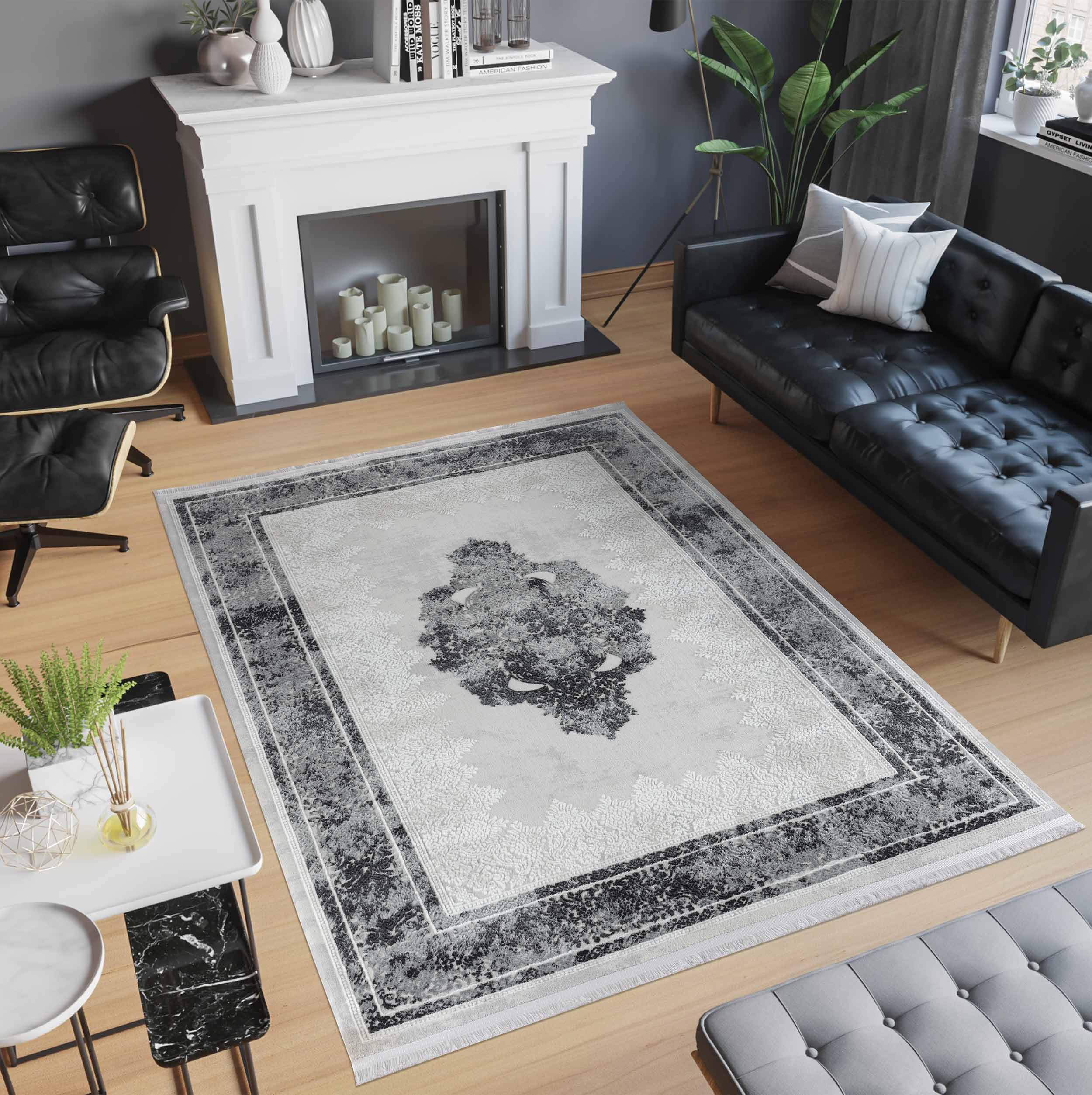 Sehrazat Premium Glory 240 Collectie Grijs - Premium designtapijt met 3D-effect