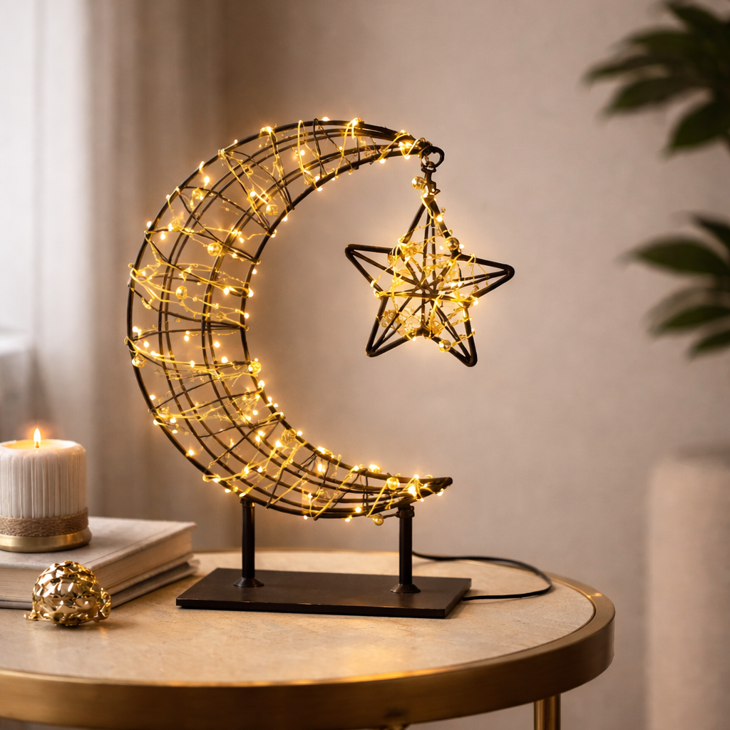 LunaStar LED Leuchte - Deko Mond mit Stern Garten Dekoration