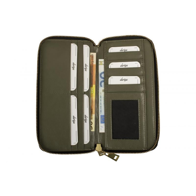 Large ladies wallet lamb nappa leather black/olive – lots of space &amp; elegance
