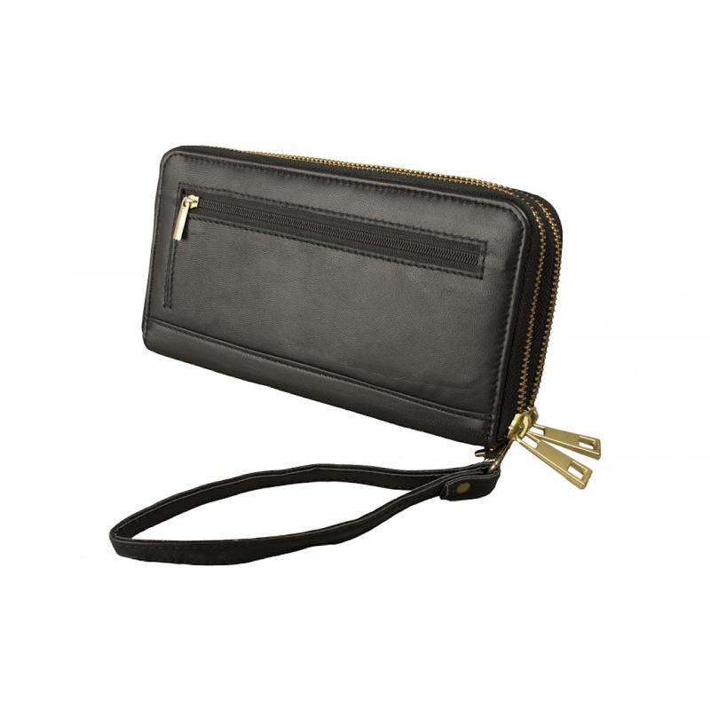 Large ladies wallet lamb nappa leather black/olive – lots of space &amp; elegance