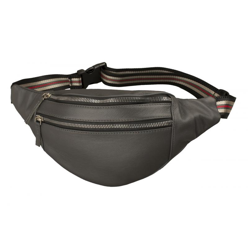 Urban Metal Bauchtasche Umhängetasche Grau Rindsleder