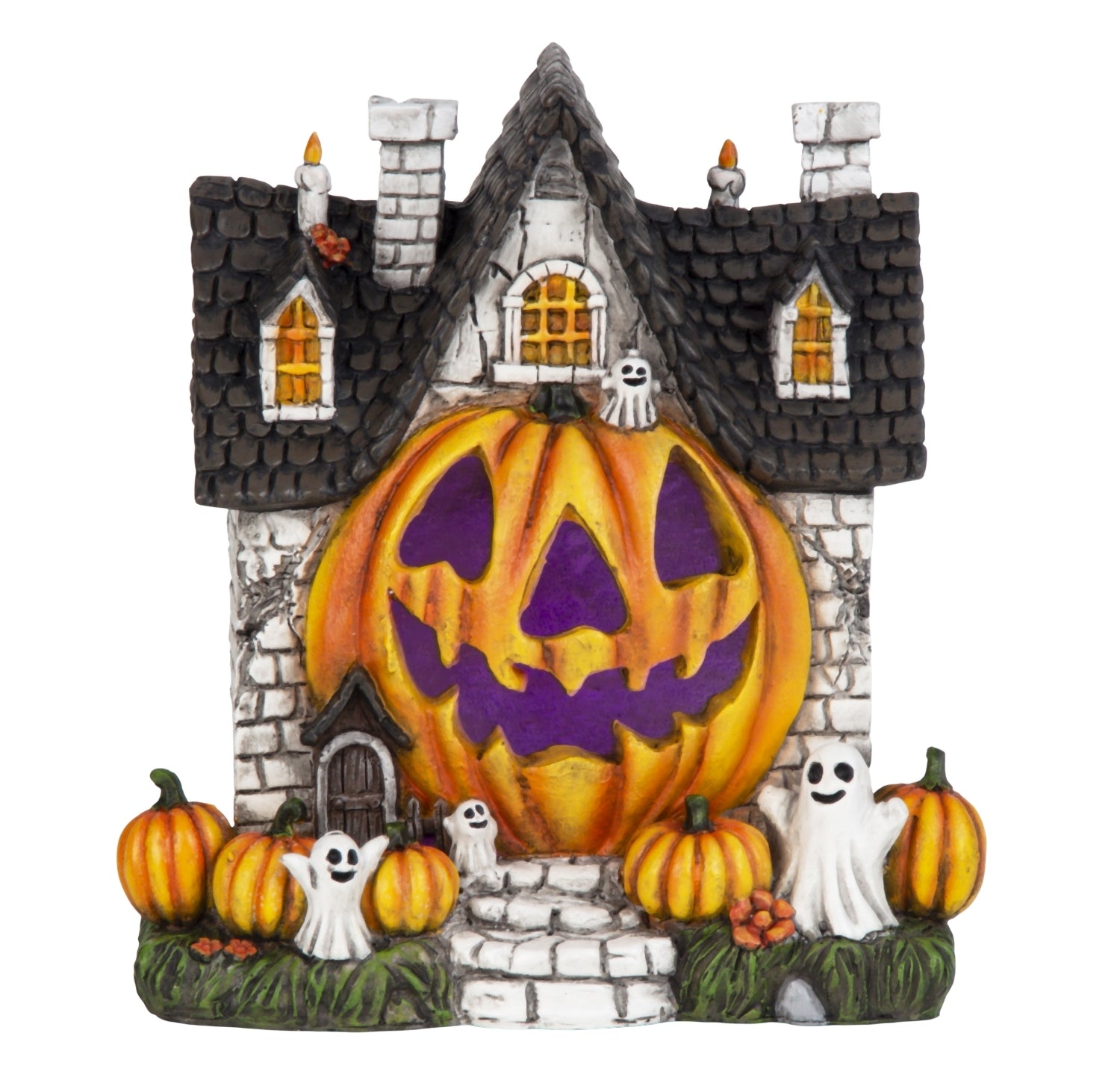 Pumpkin Manor Halloween Haus mit LED Kürbissen Geistern und Totenköpfen 21cm