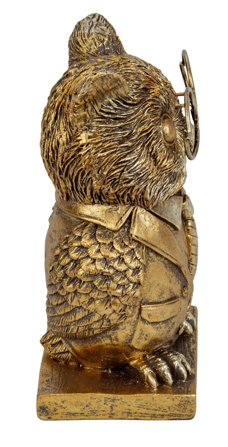 Dekofigur Eule Bravino Gold mit Brille