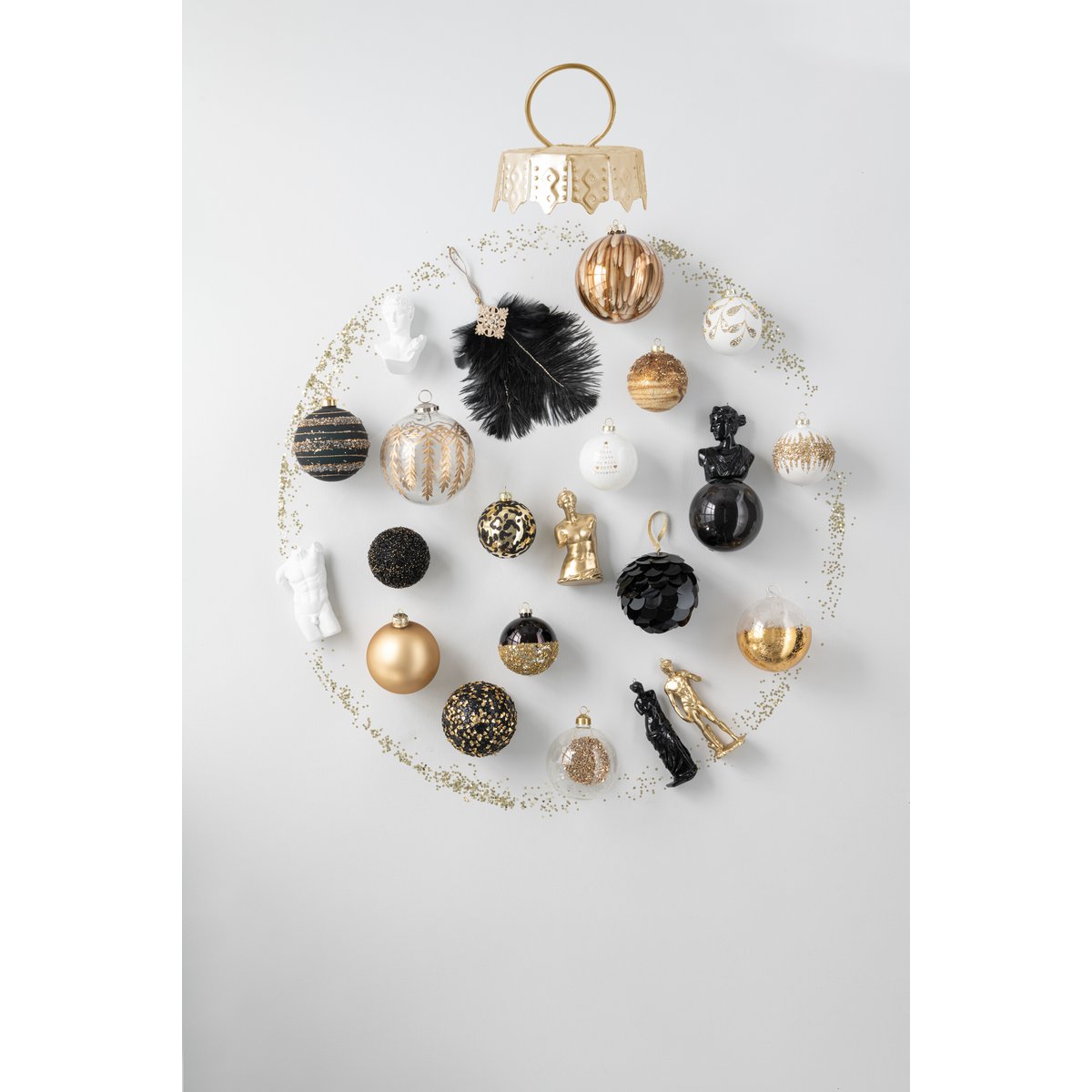 Christmas Tree Decoration Roman Statues Gold Set of 6