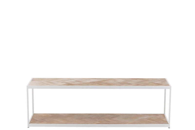 Moderner Zigzag Holz und Metall Couchtisch in Weiß - Eleganter Mittelpunkt für Ihr Wohnzimmer