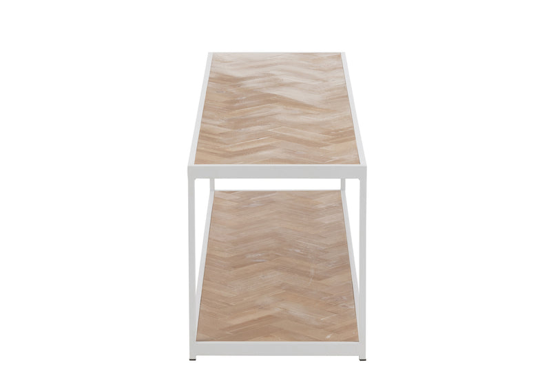 Moderner Zigzag Holz und Metall Couchtisch in Weiß - Eleganter Mittelpunkt für Ihr Wohnzimmer