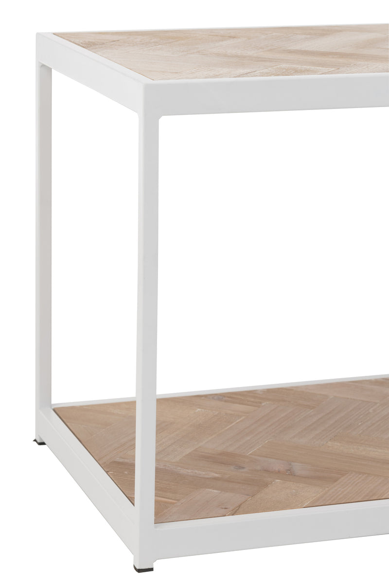 Moderner Zigzag Holz und Metall Couchtisch in Weiß - Eleganter Mittelpunkt für Ihr Wohnzimmer