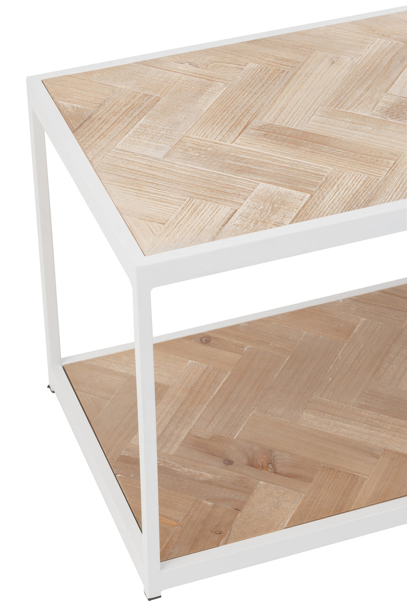 Moderner Zigzag Holz und Metall Couchtisch in Weiß - Eleganter Mittelpunkt für Ihr Wohnzimmer