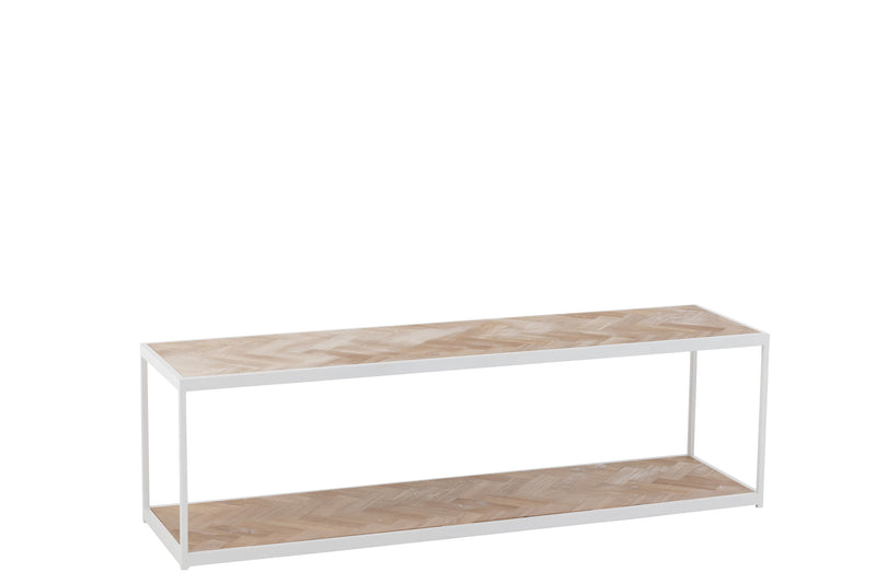 Moderner Zigzag Holz und Metall Couchtisch in Weiß - Eleganter Mittelpunkt für Ihr Wohnzimmer