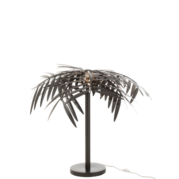 Exquisite Tischlampe im Palmblätter-Design – Schwarzmetallenes Kunstwerk für Ihr Zuhause