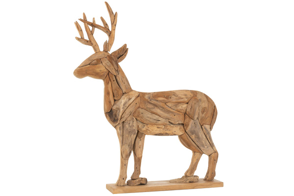 Handgefertigter Hirsch aus Baumstämmen - Natürliches Holzdesign