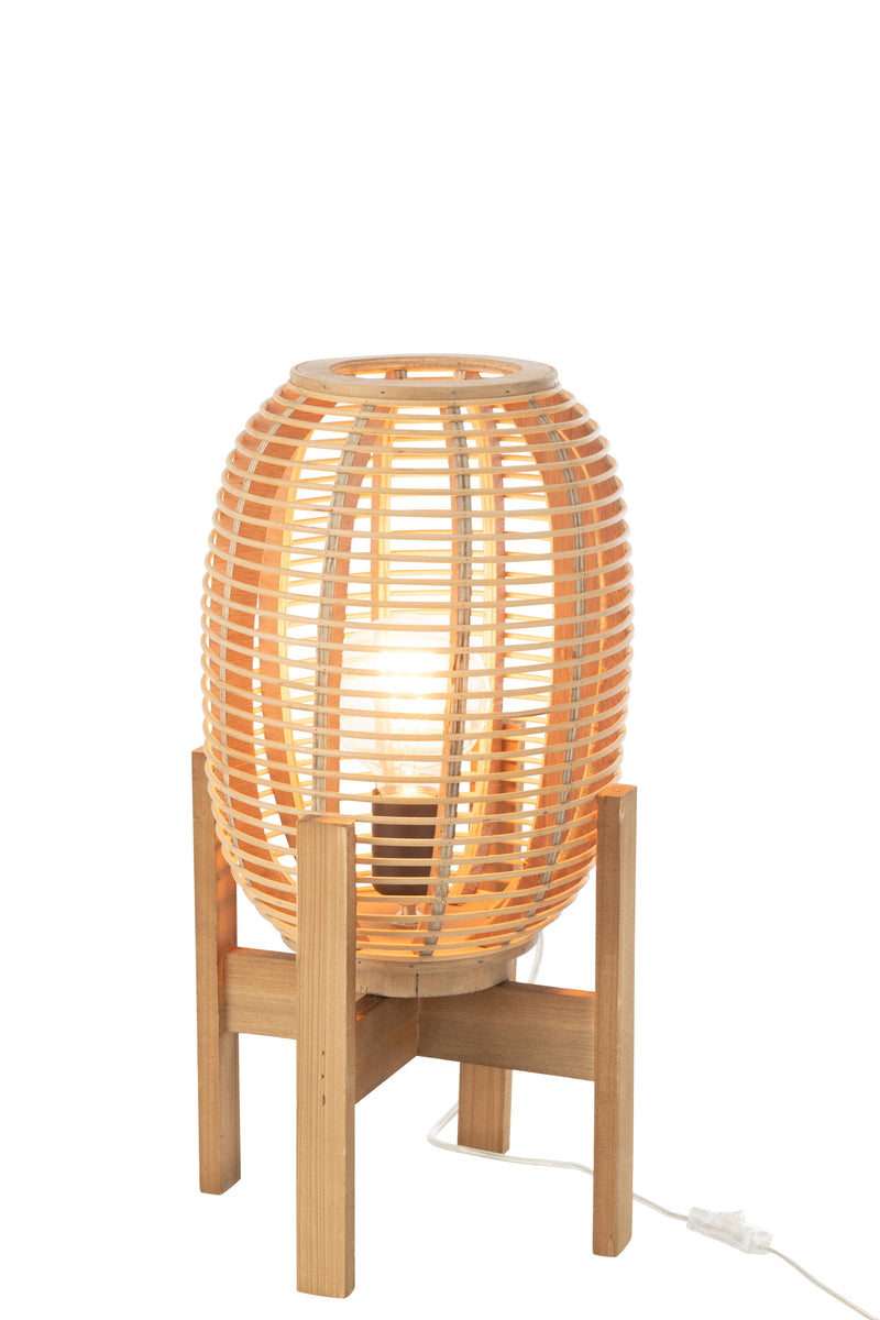 Natürliche Stehlampe aus Holz und Bambus - 54 cm Höhe im authentischen Design