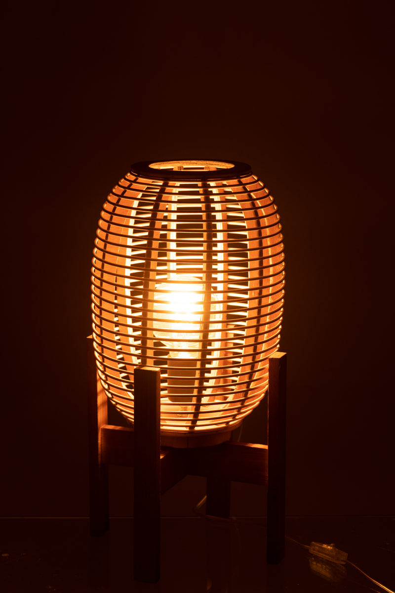 Natürliche Stehlampe aus Holz und Bambus - 54 cm Höhe im authentischen Design