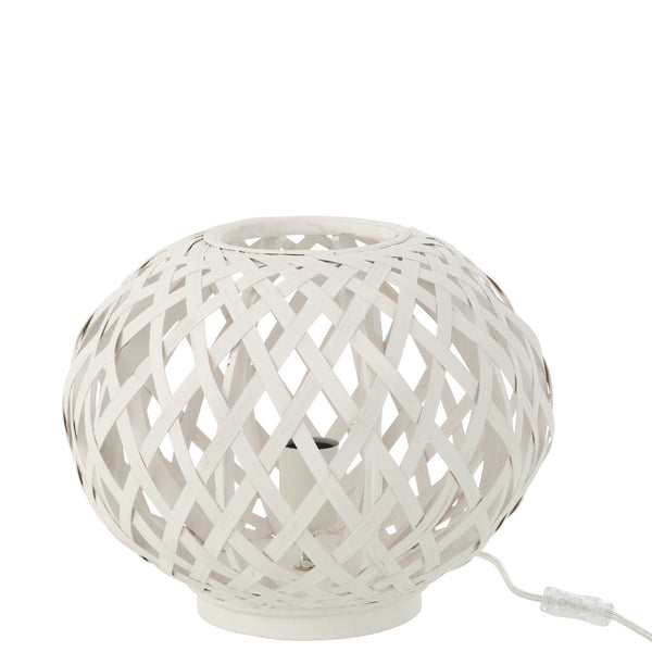 Elegantes 2er-Set Tischlampen aus Bambus in zeitlosem Weiß - 24,5 cm Höhe